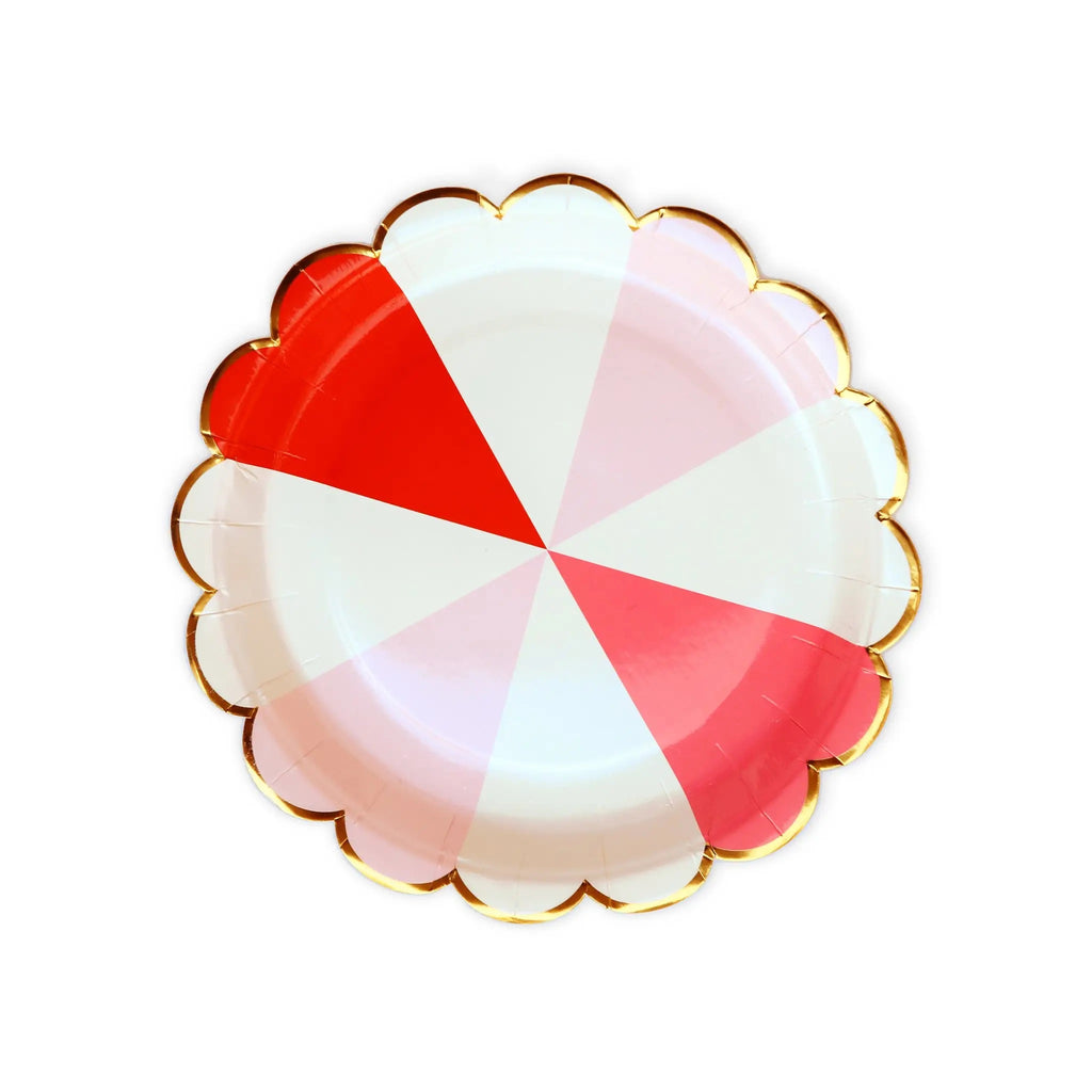 Pink and Red Round Color Block Plates