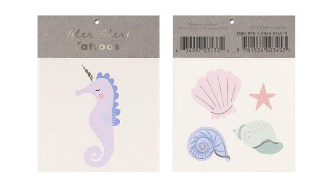 Seahorse & Shells Small Tattoos