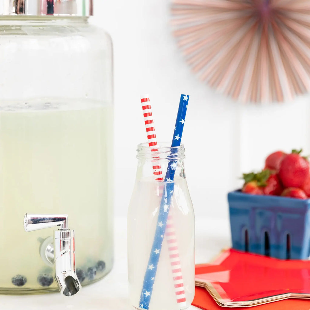 Red/ White and Blue Reusable Straws
