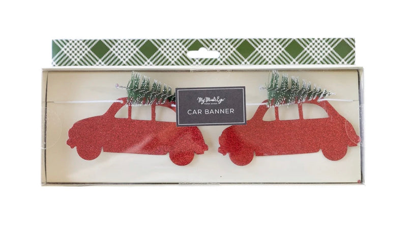 Glitter Car Christmas Banner