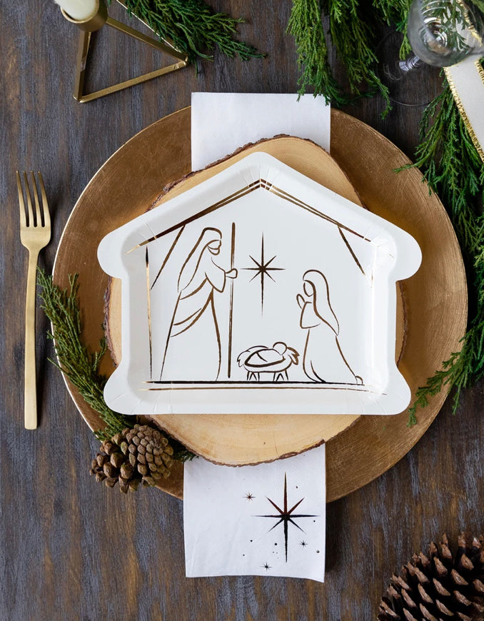 Silent Night Creche Shaped Plate