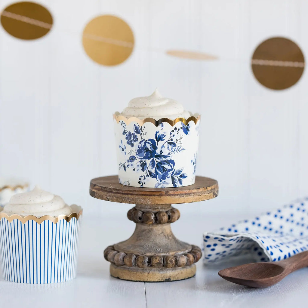 Navy Floral Baking Cups