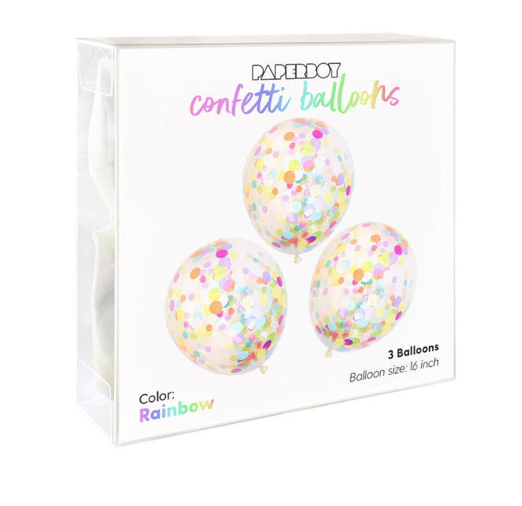 16" Confetti Balloons- Rainbow