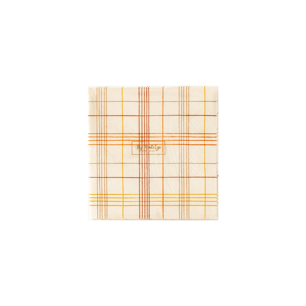 Harvest Fall Scene Plaid Napkins