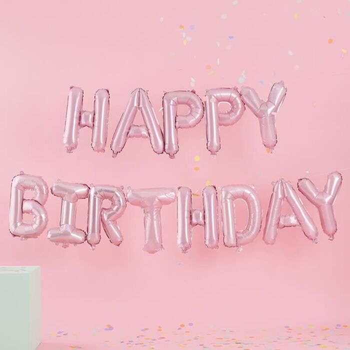 Matte Pink "Happy Birthday" Balloons