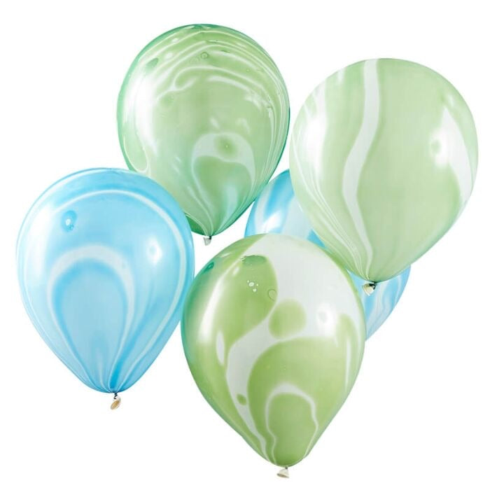 Green and Blue Marble Balloon Bouquet