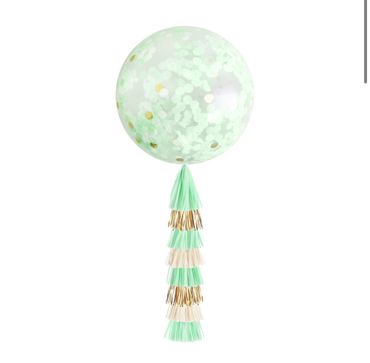 Giant Balloon with Tassels- Mint & Gold