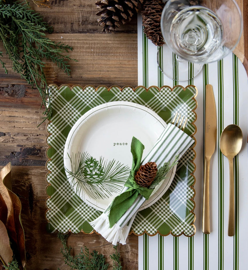 Green Vignette Christmas Plates