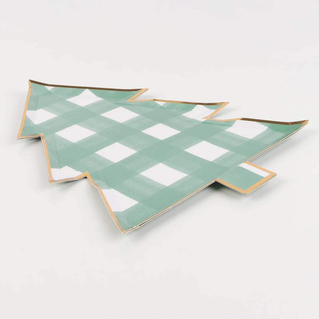 Green Gingham Tree Plates