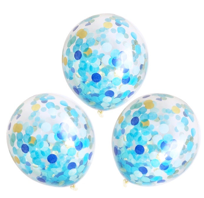 Confetti Balloons 16" 3 Pack- Blue Party