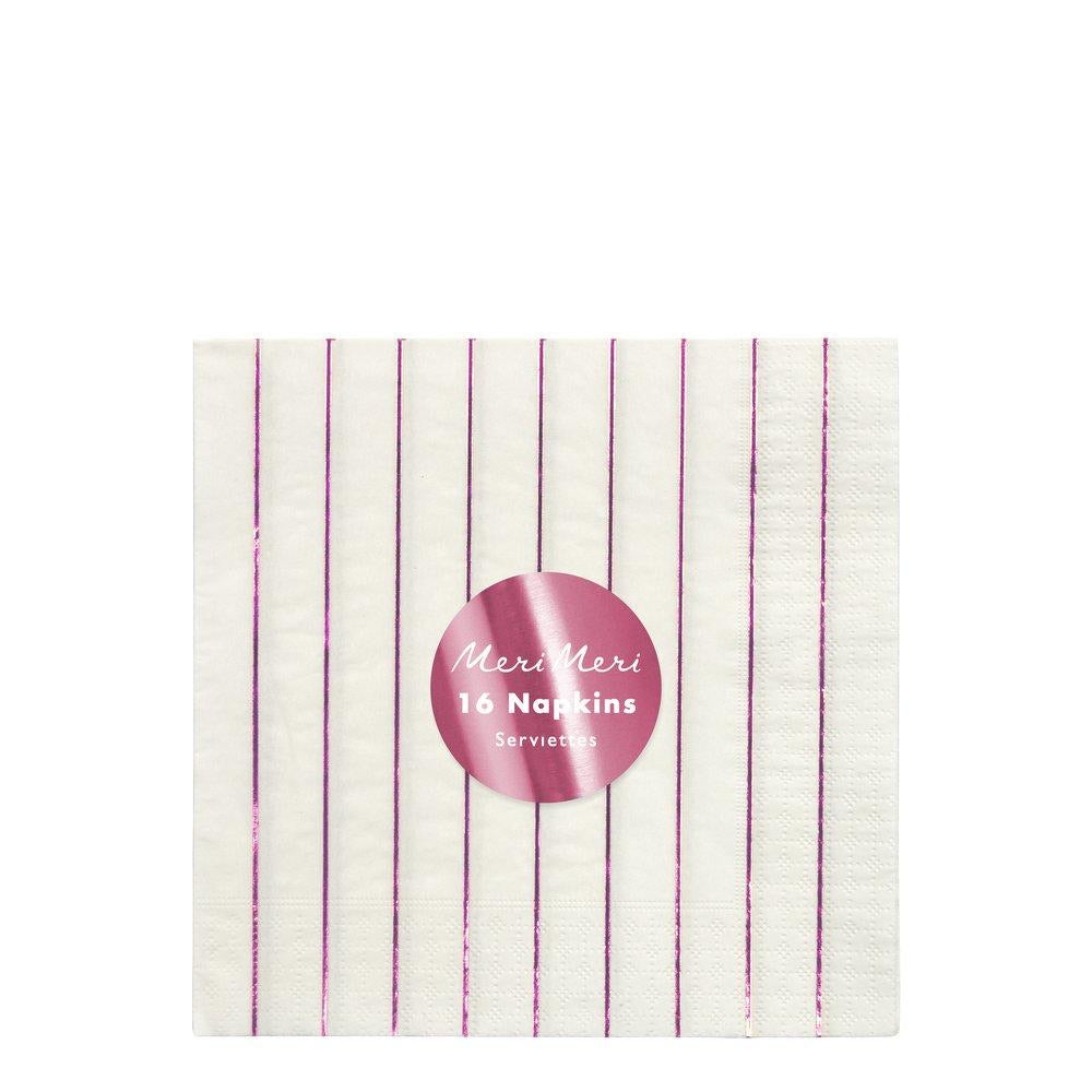 Metallic Pink Stripe Large Napkins