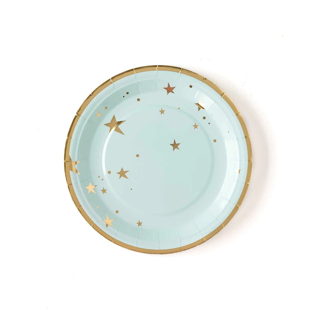 Baby Blue and Gold Star Plate