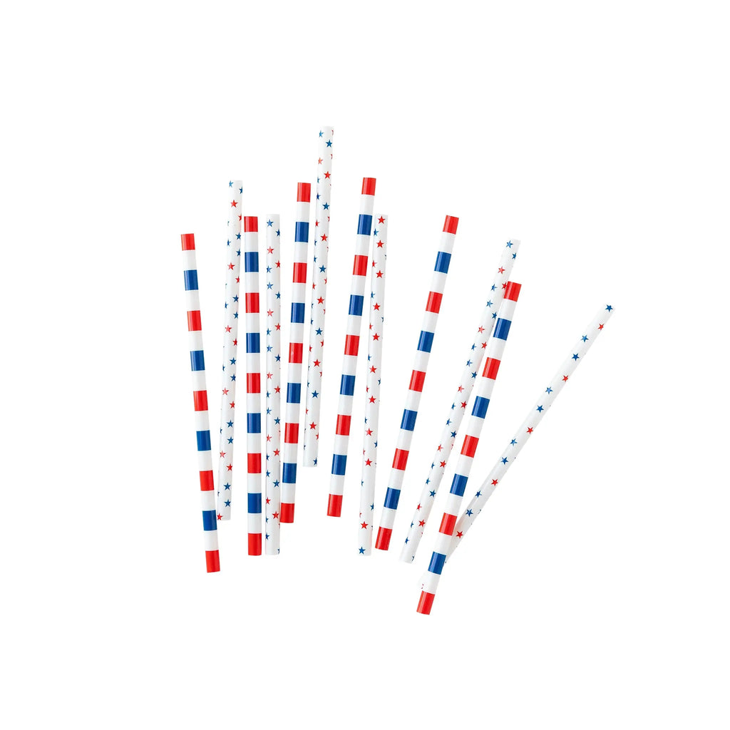 Red/ White/ Blue Stripe Reusable Straws