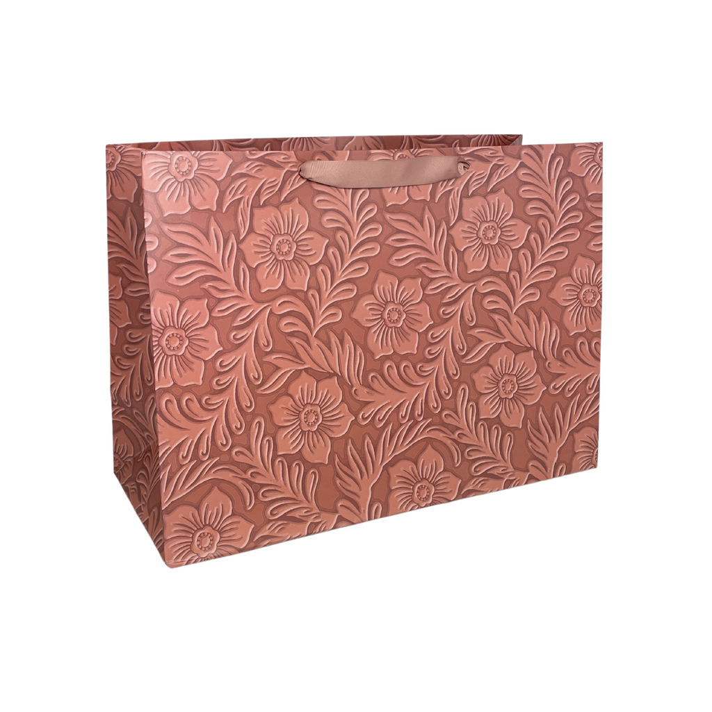 Floral Tooled Leather Large Gift Bag