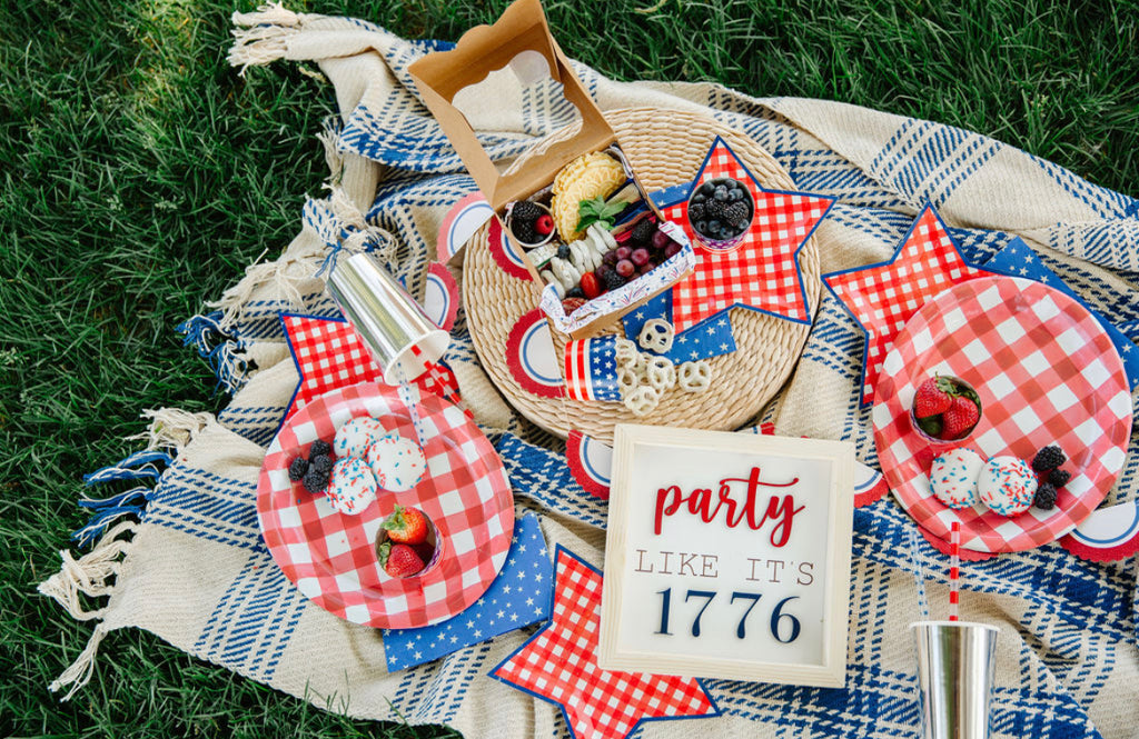 Oval Red Buffalo Check Platter Plates