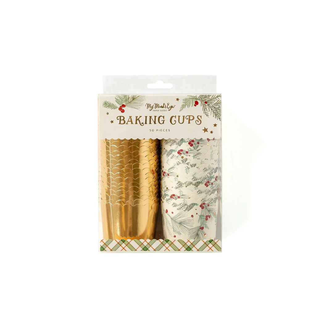 Gold Foil Red Berries Baking Cups