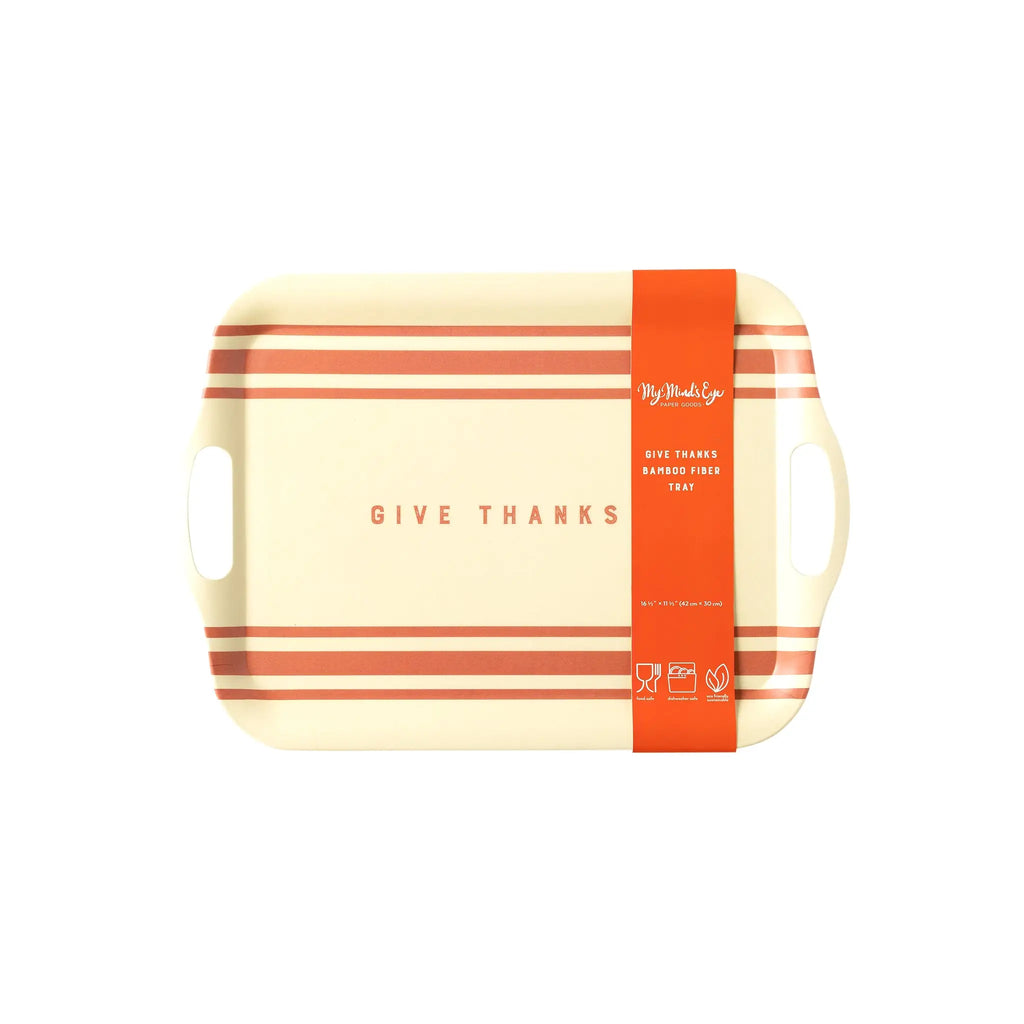 Harvest Give Thanks Bamboo Reusable Tray