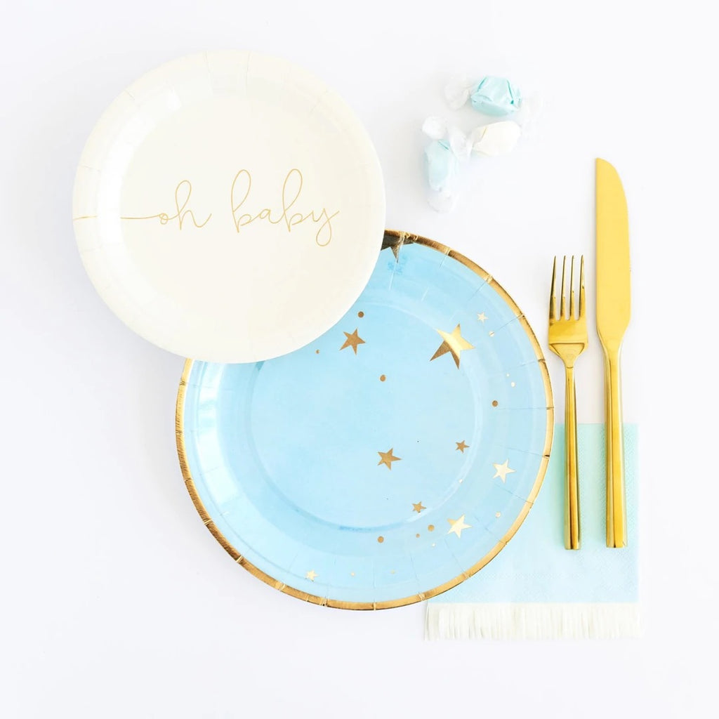 Baby Blue and Gold Star Plate