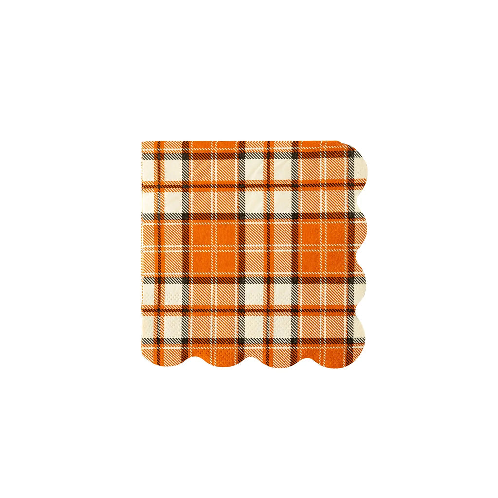 Night Sky Orange Plaid Cocktail Napkin