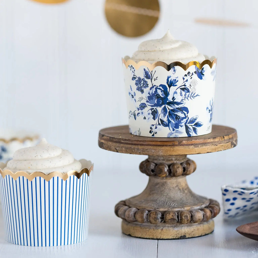 Navy Floral Baking Cups