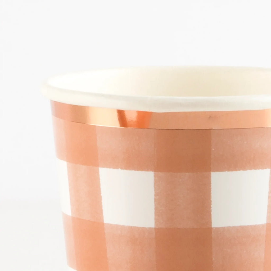 Burnt Orange Gingham Cups