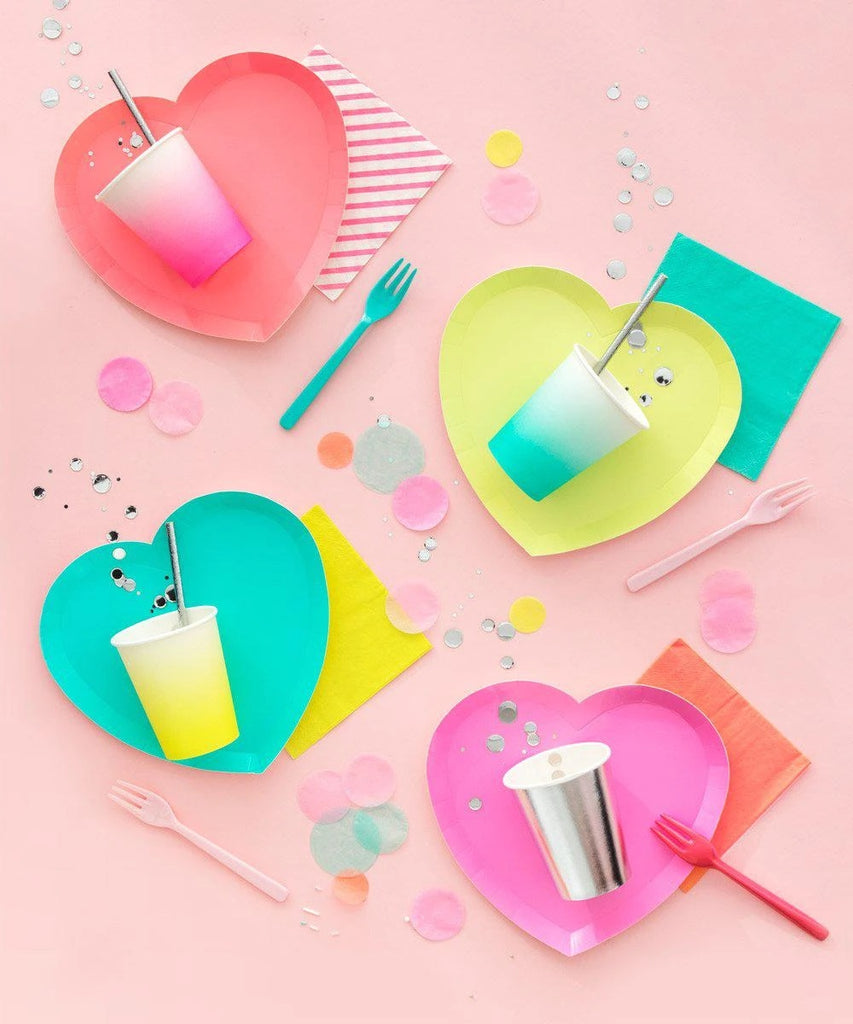 Oh Happy Day I Heart Neon Heart Plates