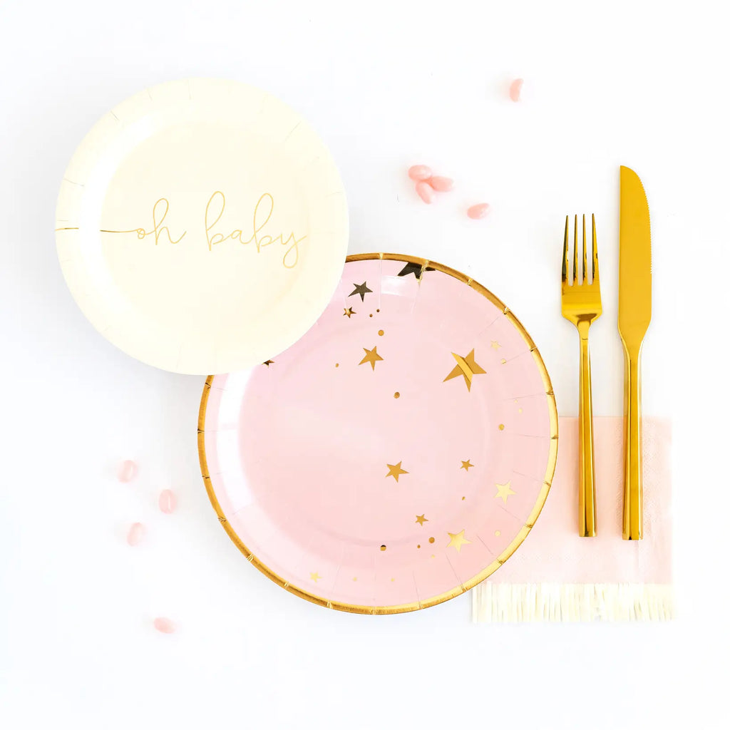 Baby Pink and Gold Star Plate