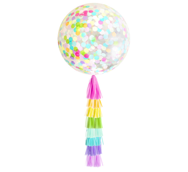 Giant Balloon with Tassels- Rainbow Confetti