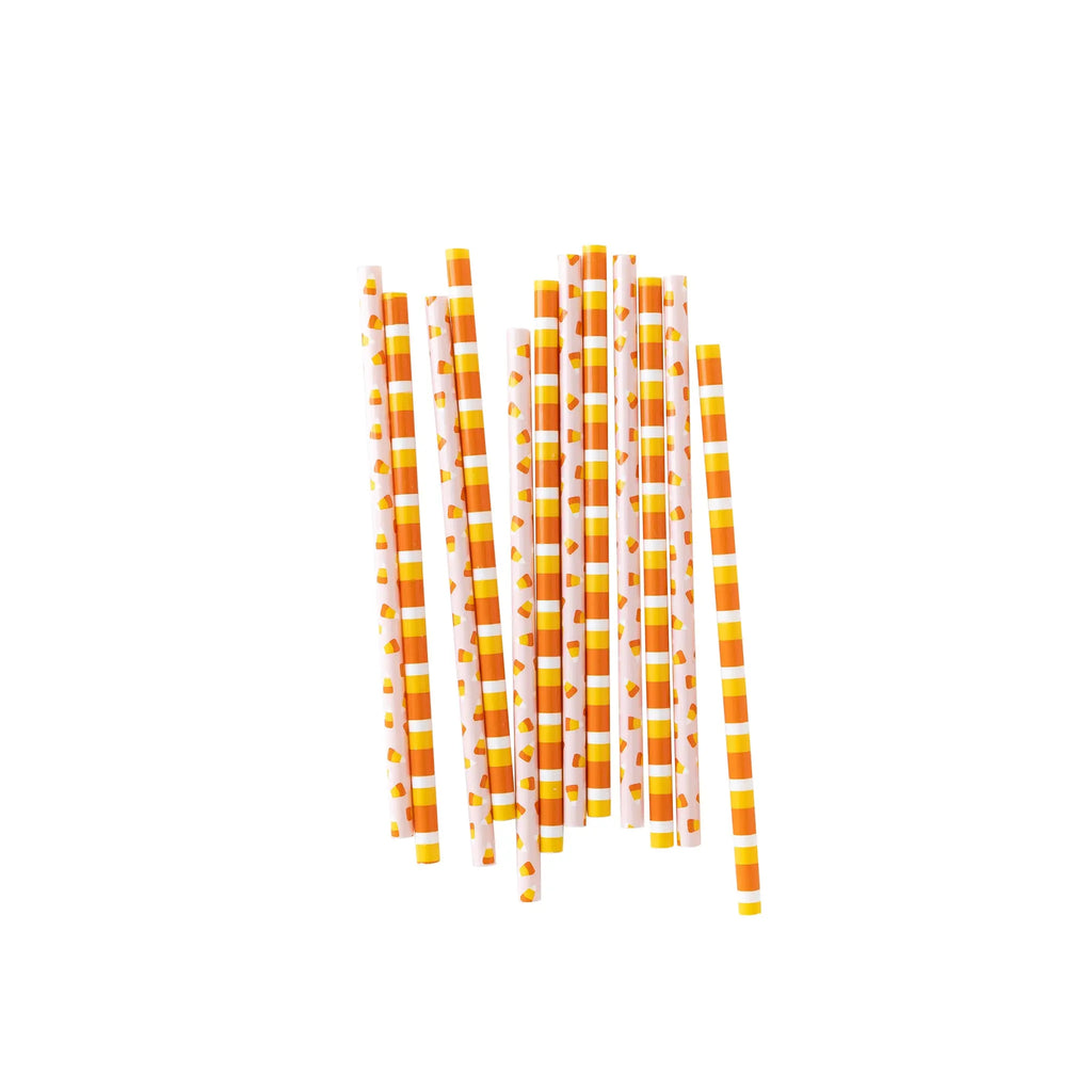 Pink Candy Corn/ Stripes Reusable Straws