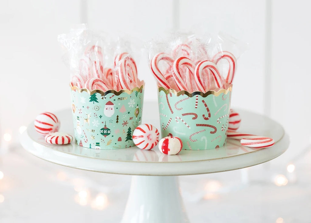 Gold Foil Christmas Icon Baking Cups