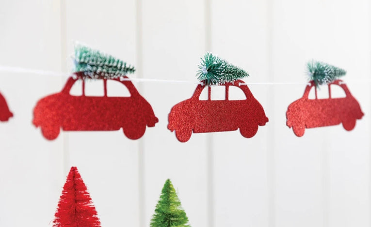 Glitter Car Christmas Banner